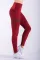 红色弹性合身跑步高腰运动瑜伽紧身长裤