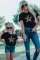 黑色豹纹星星儿童短袖 T 恤