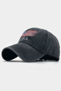 黑色美国国旗刺绣男士棒球帽