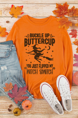 橙色 BUTERCUP Witch 图案印花套头衫