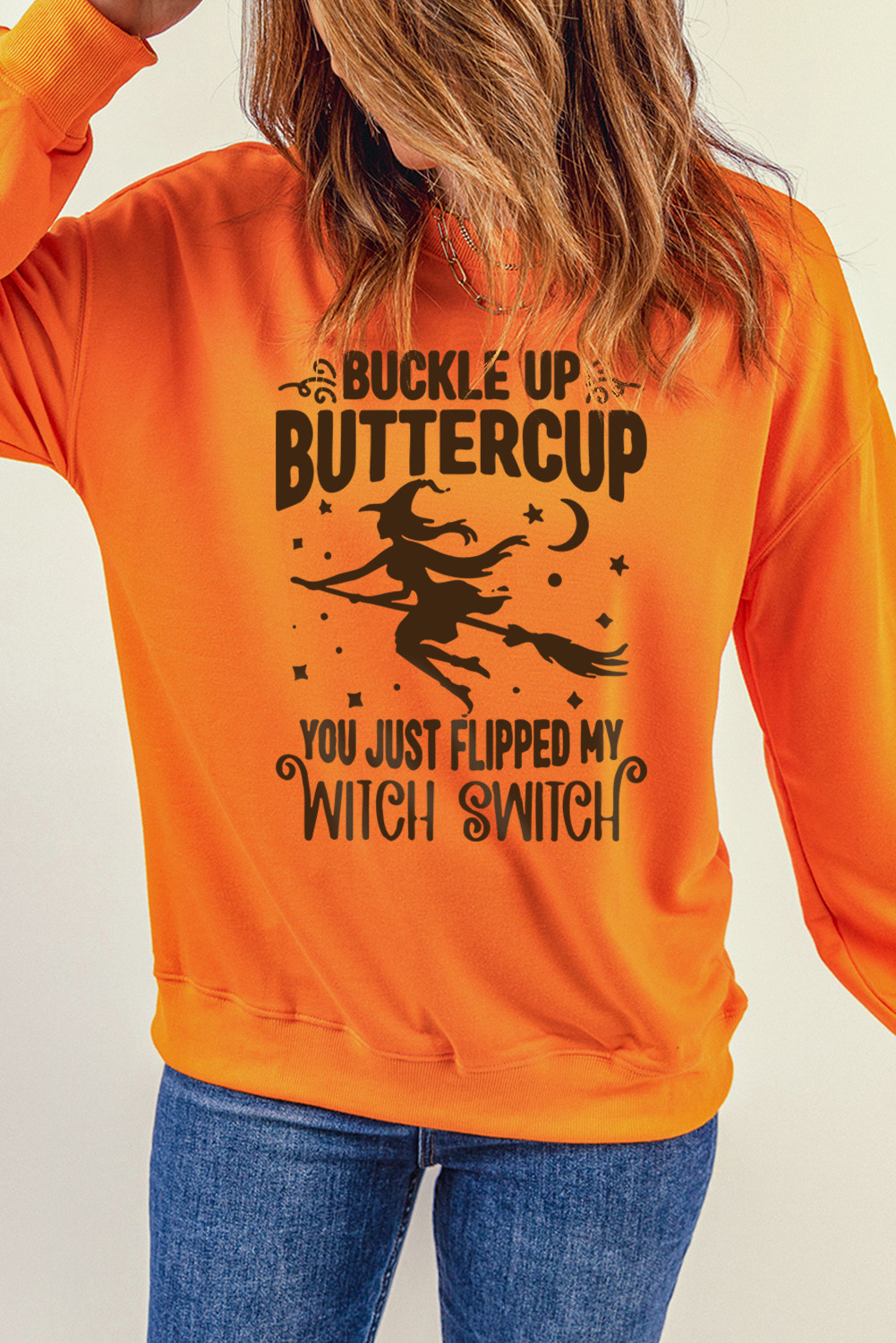 橙色 BUTERCUP Witch 图案印花套头衫 LC25313310