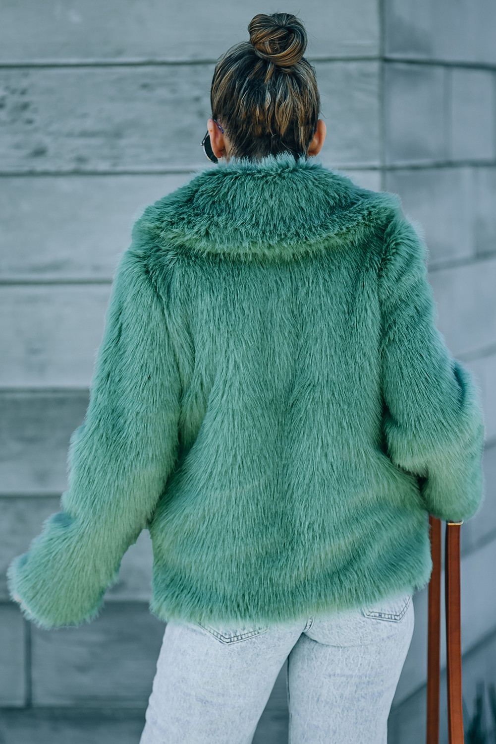 绿领侧袋冬季绒毛大衣 LC8512420