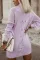 紫色扭纹流苏休闲高领毛衣连衣裙