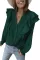 绿色休闲圆点纹理荷叶边泡泡袖女士衬衫