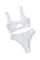 白色素色镂空高腰两件式比基尼泳装