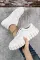 白色 PU 皮革系带平底运动鞋滑板鞋