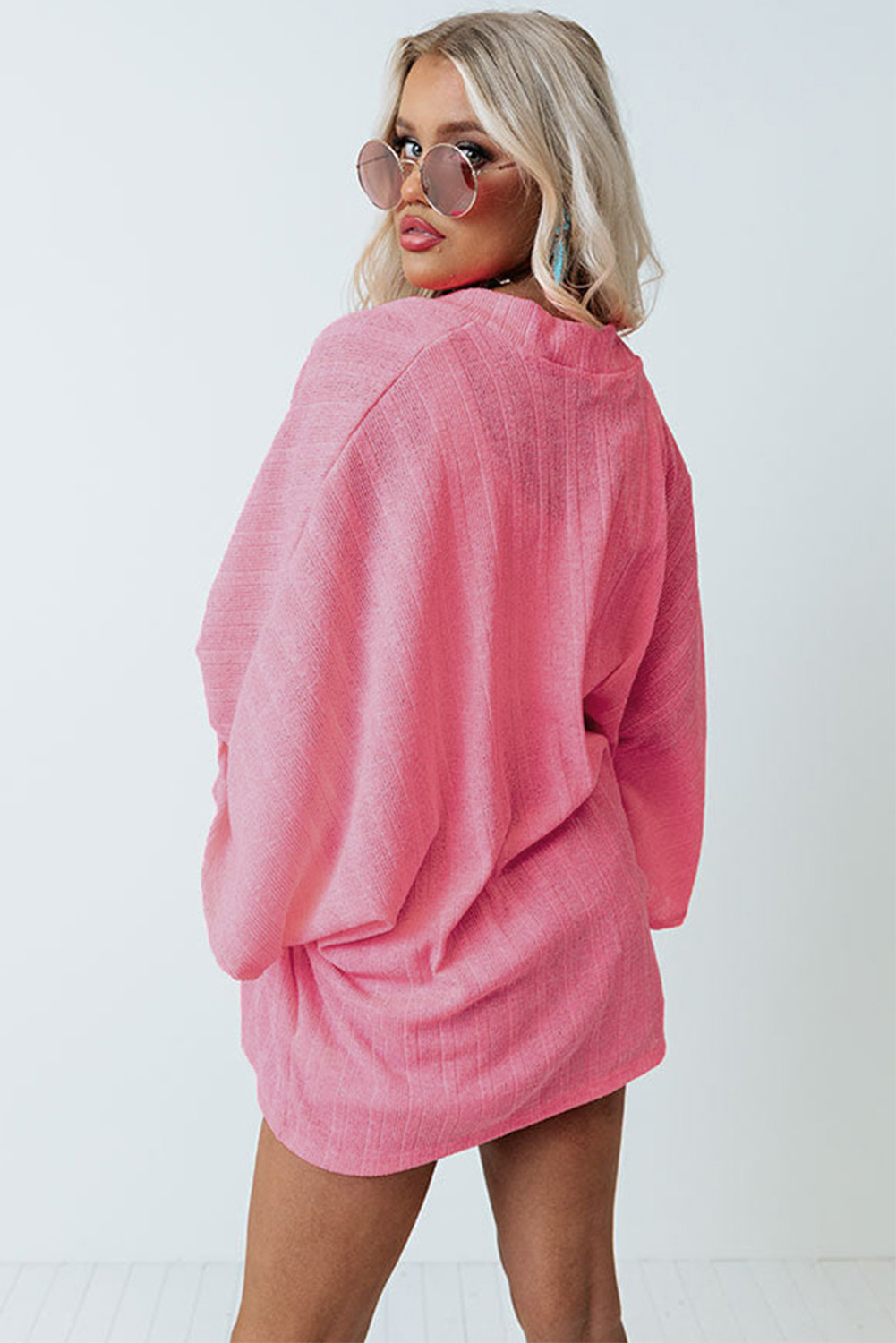 粉色开襟和服袖针织开衫 LC2541484