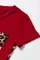红色休闲舒适V领短袖豹纹拼接儿童T恤