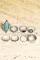 银色波西米亚复古 8 件绿松石水钻戒指套装