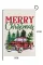 米色圣诞快乐圣诞树卡车图形打印花园旗帜