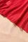 红色蕾丝V领长袖透视性感睡衣套装