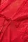 红色蕾丝V领长袖透视性感睡衣套装