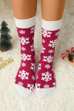 红色圣诞雪花棉袜