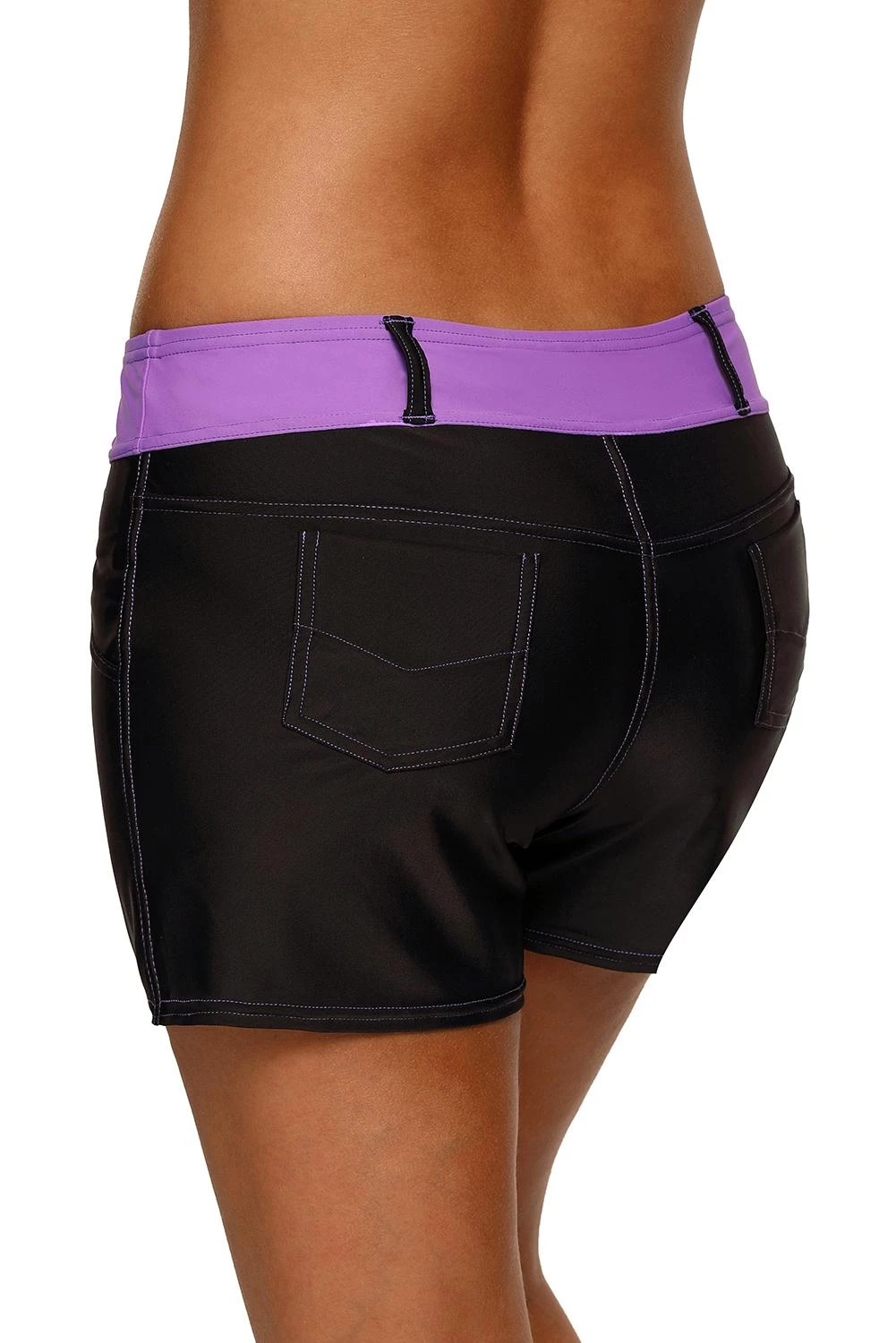 紫色腰带人造牛仔运动短裤 LC410460