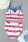 美国国旗系带颈部细节高腰加大码泳装