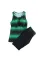 绿黑色印花工字背坦基尼保守式泳装