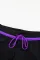 紫罗兰色肩带饰边黑色女士游泳短裤