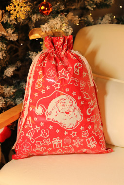 红色圣诞圣诞老人抽绳包