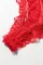 红色性感镂空蕾丝钢托连体内衣