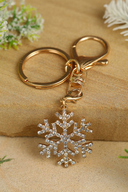银色水钻雪花圣诞钥匙扣