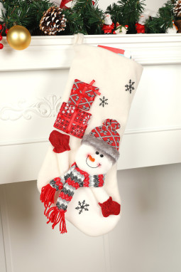 白色圣诞图形长袜家居装饰品