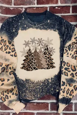 黑色圣诞树豹拼色套头衫