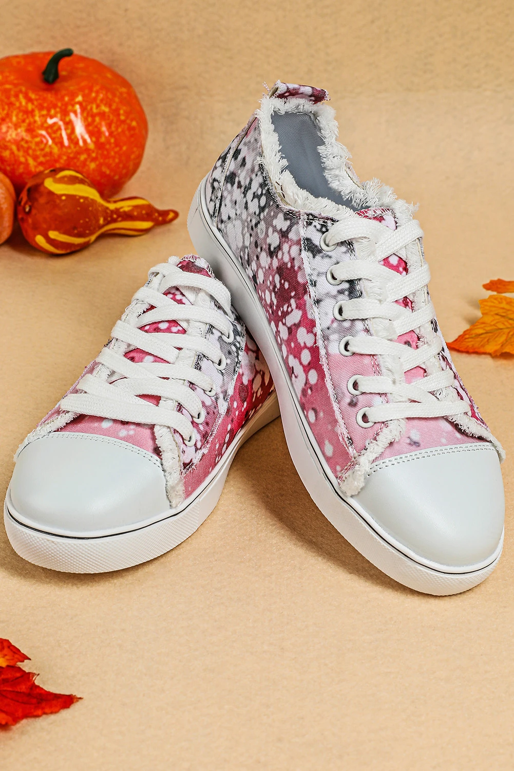粉色漂白斑点帆布鞋 BH021152
