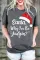 灰色圣诞老人帽雪花字母印花图案 T 恤