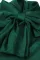 绿色高领长袖蝴蝶结修身荷叶边连衣裙