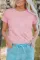 粉色単色圆领短袖 T 恤