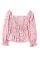 粉色波西米亚印花泡泡袖舒适女士衬衫