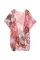 粉色波西米亚风花卉印花沙滩罩衫和服