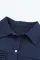 蓝色纯色口袋长袖纽扣衬衫