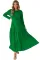 绿色不对称层叠长袖长连衣裙