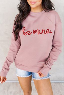 粉色 Be Mine 闪粉图案印花套头卫衣