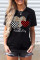 黑色 Happy Valentine's Day 心形印花短袖 T 恤
