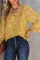 黄色开叉领秋季时尚印花长袖衬衫