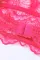 粉色蕾丝镂空 3 件套带袖口的文胸套装