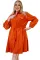 橙色加大码高腰灯芯绒连衣裙