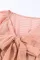 粉色纹理正面系带荷叶边衬衫