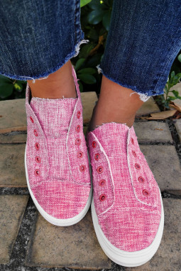 粉色复古水洗帆布便鞋