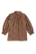 棕色褶边领 3/4 袖猎豹斑点时尚休闲衬衫