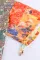 橙色波西米亚拼布印花抽绳泡泡袖和服