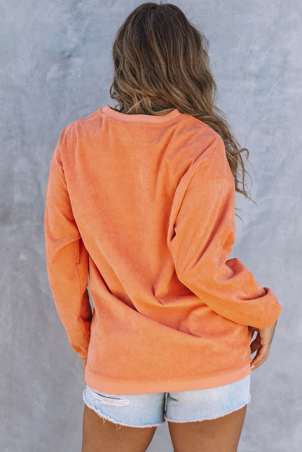 橙色 JOLENE 时尚休闲字母罗纹宽松套头衫 LC25312934