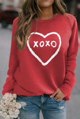 红色 xoxo 心形图案印花情人节卫衣