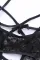 黑色加尺寸绑带索环细节透明网状泰迪内衣