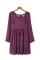 紫色系扣透明蕾丝背带长袖连衣裙