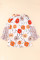 橙色花卉印花荷叶边抽绳 V 领女式衬衫