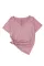 粉色大理石纹印花缝合 V 领 T 恤