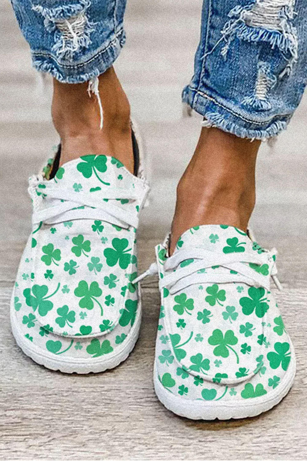 绿色 St. Patricks 三叶草印花帆布便鞋 BH022210